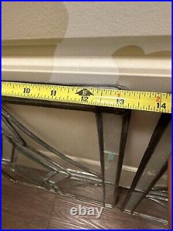 ANTIQUE (1930s) LEADED BEVELED ETCHED GLASS WINDOW PAIR 19 Inch X 13 Inch ANTIQUE (1930s) LEADED BEVELED ETCHED GLASS WINDOW PAIR 19 Inch X 13 Inch