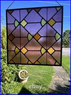 ANTIQUE ABSTRACT STAINED GLASS WINDOW, Pittsburgh PA church 1900
