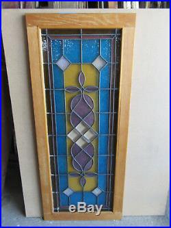 ANTIQUE AMERICAN STAINED GLASS TRANSOM WINDOW 48 x 20 ARCHITECTURAL SALVAGE