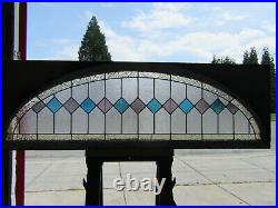 ANTIQUE AMERICAN STAINED GLASS TRANSOM WINDOW 70 x 22 ARCHITECTURAL SALVAGE