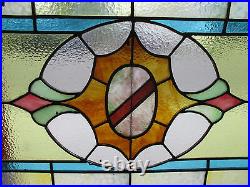 ANTIQUE AMERICAN STAINED GLASS WINDOW 36 x 24 ARCHITECTURAL SALVAGE
