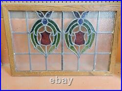 ANTIQUE AMERICAN STAINED GLASS WINDOW ARCHITECTURAL SALVAGE 29x19