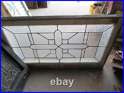 ANTIQUE AMERICAN STAINED GLASS WINDOW BEVELS 38 x 24 ARCHITECTURAL SALVAGE