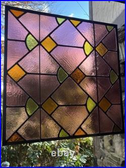 ANTIQUE ART NOVEAU ABSTRACT STAINED GLASS WINDOW, Pittsburgh PA church 1900