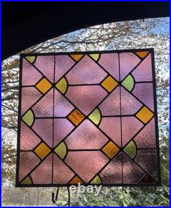 ANTIQUE ART NOVEAU ABSTRACT STAINED GLASS WINDOW, Pittsburgh PA church 1900