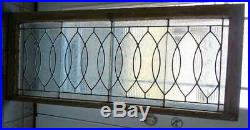 ANTIQUE American ELLIPTICAL TRANSOM LEADED (STAINED) WINDOW with textured glass