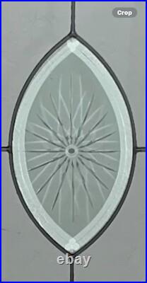 ANTIQUE BEVELED ETCHED LEADED GLASS WINDOW IN VG CONDITION, COAL TOWN PA 1930s ANTIQUE BEVELED ETCHED LEADED GLASS WINDOW IN VG CONDITION, COAL TOWN PA 1930s