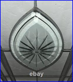 ANTIQUE BEVELED ETCHED LEADED GLASS WINDOW IN VG CONDITION, COAL TOWN PA 1930s ANTIQUE BEVELED ETCHED LEADED GLASS WINDOW IN VG CONDITION, COAL TOWN PA 1930s