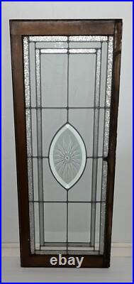 ANTIQUE BEVELED ETCHED LEADED GLASS WINDOW IN VG CONDITION, COAL TOWN PA 1930s ANTIQUE BEVELED ETCHED LEADED GLASS WINDOW IN VG CONDITION, COAL TOWN PA 1930s