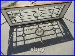 ANTIQUE BEVELED ETCHED STAINED GLASS TRANSOM WINDOW 2 OF 2 45 x 17 SALVAGE