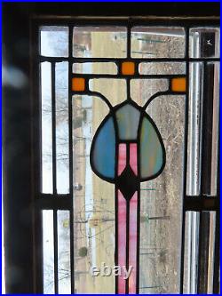 ANTIQUE CHICAGO ART DECO STAINED GLASS WINDOW (PAIR AVALIBL.) ca. 1920s