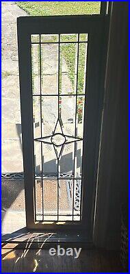 ANTIQUE FULLY BEVELED ETCHED GLASS WINDOW, LEADED IN ZINC 1930s PITTSTON, PA