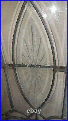 ANTIQUE FULLY BEVELED LEADED GLASS DOOR BALTIMORE MANSION 1900s for repurposing