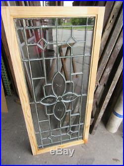 ANTIQUE FULL BEVELED ETCHED LEADED GLASS TRANSOM WINDOW 56 x 26 SALVAGE