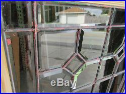 ANTIQUE FULL BEVELED ETCHED LEADED GLASS TRANSOM WINDOW 56 x 26 SALVAGE
