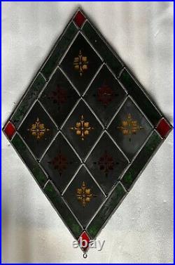 ANTIQUE GOTHIC FIRED LEADED STAINED GLASS CHURCH WINDOW, 1900s, Montclair NJ