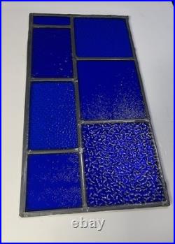 ANTIQUE HIGH END STAINED GLASS WINDOW, NO CRACKS cobalt blue, thick wavy glass