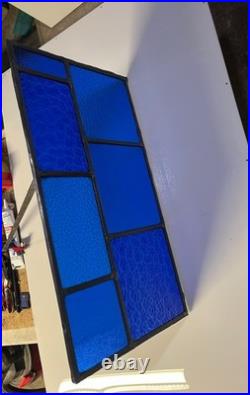 ANTIQUE HIGH END STAINED GLASS WINDOW, NO CRACKS cobalt blue, thick wavy glass