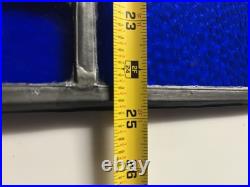 ANTIQUE HIGH END STAINED GLASS WINDOW, NO CRACKS cobalt blue, thick wavy glass