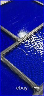 ANTIQUE HIGH END STAINED GLASS WINDOW, NO CRACKS cobalt blue, thick wavy glass