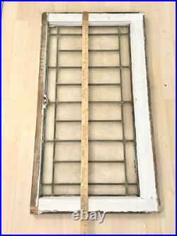 ANTIQUE LARGE LEADED GLASS WINDOW, coal region PA Victorian 36 (read)