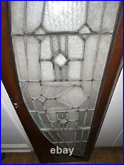 ANTIQUE LEADED BEVELED FLORENTINE GLASS PHILADELPHIA TRANSOM WINDOW, 1930s NICE