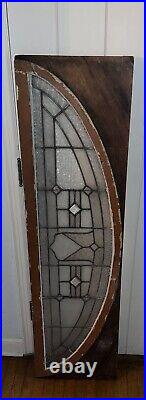 ANTIQUE LEADED BEVELED FLORENTINE GLASS PHILADELPHIA TRANSOM WINDOW, 1930s NICE