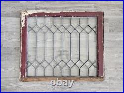 ANTIQUE LEADED BEVELED GLASS WINDOW, circa1900's 32.5 x 27.25 LARGE
