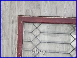 ANTIQUE LEADED BEVELED GLASS WINDOW, circa1900's 32.5 x 27.25 LARGE