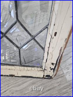 ANTIQUE LEADED BEVELED GLASS WINDOW, circa1900's 32.5 x 27.25 LARGE