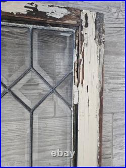 ANTIQUE LEADED BEVELED GLASS WINDOW, circa1900's 32.5 x 27.25 LARGE
