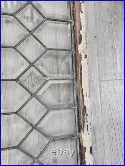 ANTIQUE LEADED BEVELED GLASS WINDOW, circa1900's 32.5 x 27.25 LARGE