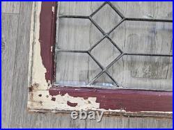 ANTIQUE LEADED BEVELED GLASS WINDOW, circa1900's 32.5 x 27.25 LARGE