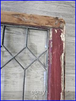 ANTIQUE LEADED BEVELED GLASS WINDOW, circa1900's 32.5 x 27.25 LARGE