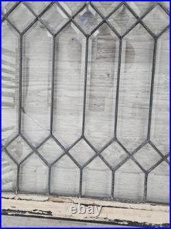 ANTIQUE LEADED BEVELED GLASS WINDOW, circa1900's 32.5 x 27.25 LARGE