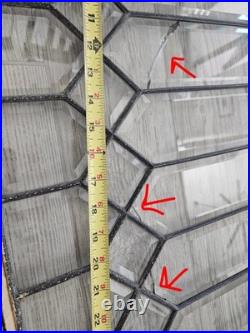 ANTIQUE LEADED BEVELED GLASS WINDOW, circa1900's 32.5 x 27.25 LARGE