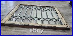 ANTIQUE LEADED BEVELED GLASS WINDOW, circa1900's 32.5 x 27.25 LARGE