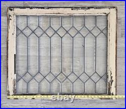 ANTIQUE LEADED BEVELED GLASS WINDOW, circa1900's 32.5 x 27.25 LARGE