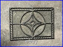 ANTIQUE LEADED ETCHED BEVELED GLASS SMALL WINDOW FOR REPURPOSE 1920s
