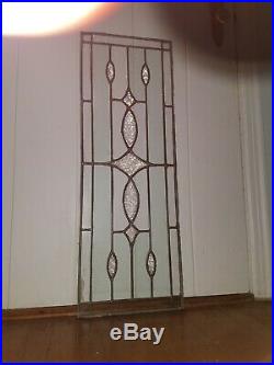 ANTIQUE LEADED GLASS TRANSOM WINDOW LATE 1800s, 2 types of glass