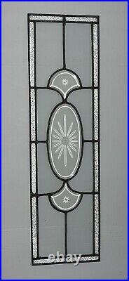 ANTIQUE LEADED GLASS WINDOW, BEVELED ETCHED CENTERPIECES, COAL TOWN PA, 1930s