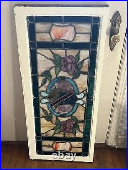 ANTIQUE LEADED STAINED GLASS WINDOW WILMINGTON DE SALVAGE 1930s