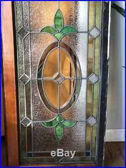 ANTIQUE ORIGINAL STAINED LEADED GLASS WINDOW, EARLY 1900s, PA COAL TOWN