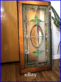 ANTIQUE ORIGINAL STAINED LEADED GLASS WINDOW, EARLY 1900s, PA COAL TOWN