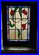 ANTIQUE_ORIGINAL_STAINED_LEADED_GLASS_WINDOW_FLOWERS_1950s_NICE_01_xk