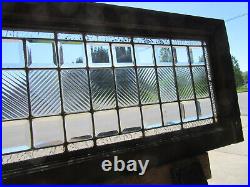 ANTIQUE STAINED AND BEVELED GLASS TRANSOM WINDOW 40.25 x 16 SALVAGE
