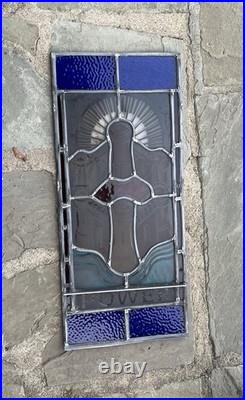 ANTIQUE STAINED GLASS CHURCH WINDOW POWER FIRED PAINTED GLASS 1940s NYC