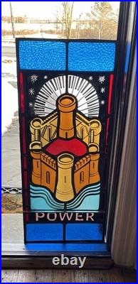 ANTIQUE STAINED GLASS CHURCH WINDOW POWER FIRED PAINTED GLASS 1940s NYC
