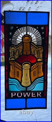 ANTIQUE STAINED GLASS CHURCH WINDOW POWER FIRED PAINTED GLASS 1940s NYC