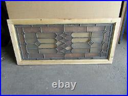 ANTIQUE STAINED GLASS TRANSOM WINDOW 11 JEWELS 50 x 23 ARCHITECTURAL SALVAGE